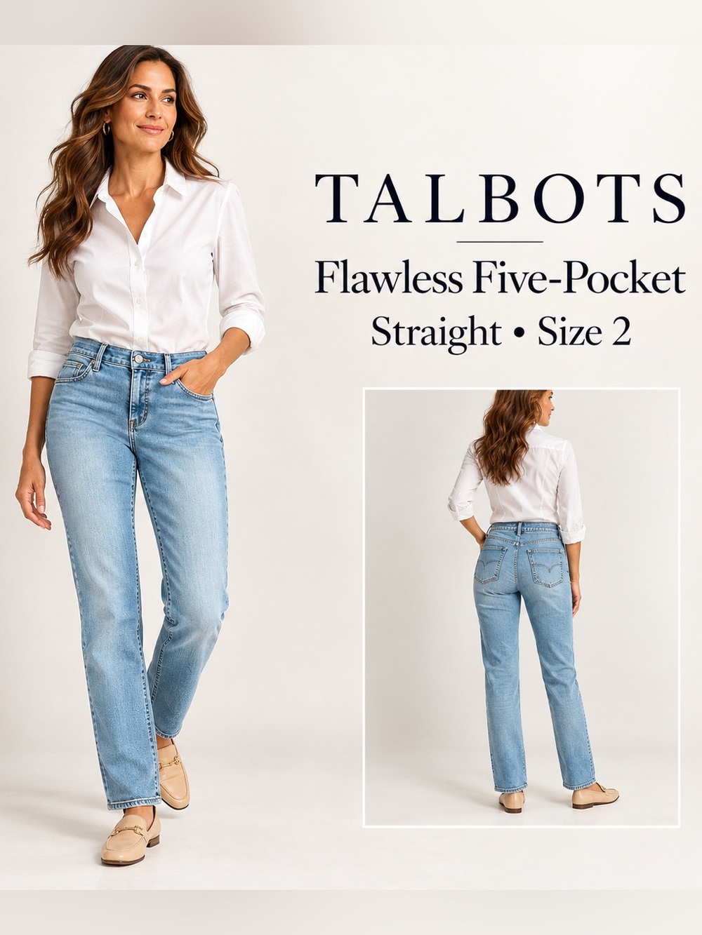 Talbots Flawless Five-Pocket Straight Leg Jeans Light Wash Size 2